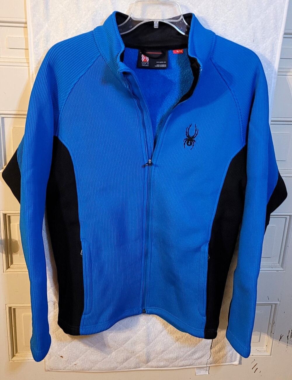 Spyder Men's Full Zip Jacket, XL, Blue/Black Colorblock, Style # 132620
